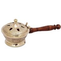 Quemador Incensario mango madera 8 x 23 x 8 cm (Laton Dorado)