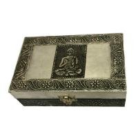 Caja Grabada Metal Buda Artesanal 20 x 13 x 7 cm