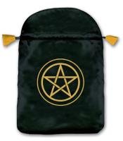 Bolsa Tarot Seda Negra 23 x 16 cm (Motivo Pentagrama Amarillo) x